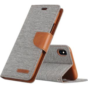 MERCURY GOOSPERY CANVAS DIARY Denim Texture Horizontal Flip Leather Case for iPhone XS / X  with Holder & Card Slots & Wallet (Grey)