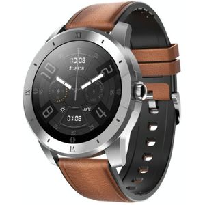 MX12 1.3 inch IPS Color Screen IP68 Waterproof Smart Watch  Support Bluetooth Call / Sleep Monitoring / Heart Rate Monitoring  Style: Leather Strap(Silver Brown)