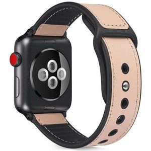 Paste Leather TPU Watchband For Apple Watch Series 6 & SE & 5 & 4 40mm / 3 & 2 & 1 38mm(Pink)