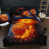 3D Printed Bedding Three-Piece Pillowcase Duvet Cover  Size:210x210cm(Basketball Fire)