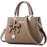 Women Luxury Tote Plum Blossom Bow Sweet Messenger Bag(Khaki)