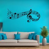 Music Sound Notes Wall Decal Bedroom Music Classroom Decor Removable Music Sticker  Size:L 57.5cmx150cm(Black)