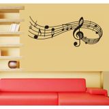 Music Sound Notes Wall Decal Bedroom Music Classroom Decor Removable Music Sticker  Size:L 57.5cmx150cm(Black)