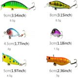 HENGJIA HENG JIA-SETL30 30 PCS Minnow Fishing Lure Set 6 Models Fishing Tackle Plastic Hard Bait