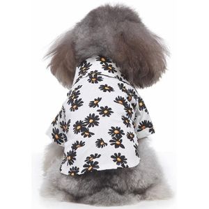 2 PCS Pet Beach Shirt Dog Print Spring And Summer Clothes  Size: XL(White)
