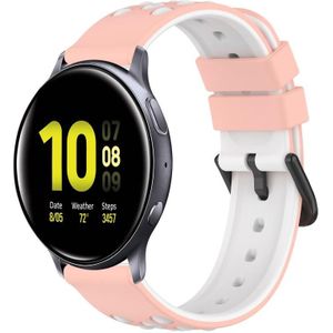 Voor Samsung Galaxy Watch Active2 40 mm 20 mm tweekleurige poreuze siliconen horlogeband (roze + wit)