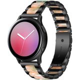 For Huawei Watch 3/3 Pro/Garmin Venu 2 22mm Universal Three-beads Stainless Steel + Resin Replacement Strap Watchband(Black+Pink Green)