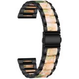 For Huawei Watch 3/3 Pro/Garmin Venu 2 22mm Universal Three-beads Stainless Steel + Resin Replacement Strap Watchband(Black+Pink Green)