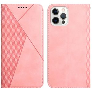 Diamond Pattern Splicing Skin Feel Magnetic Horizontal Flip Lederen Case met Kaart Slots & Houder & Portemonnee voor iPhone 12 Pro Max (Rose Gold)