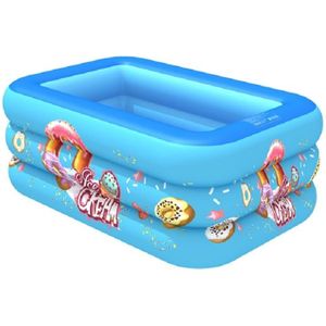Household Indoor and Outdoor Ice Cream Pattern Children Square Inflatable Swimming Pool  Size:180 x 130 x 55cm  Color:Blue