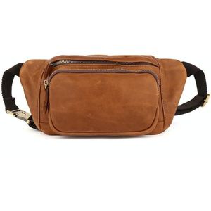 6364 Men Casual Messenger Chest Bag Retro Leather Multifunctional Waist Bag(Brown)