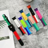 Silicone Color Matching Replacement Watchbands For Apple Watch Series 6 & SE & 5 & 4 40mm / 3 & 2 & 1 38mm(Dark Blue + Light Blue + Fluorescent Green)