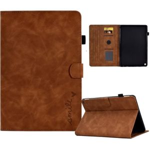 Voor Amazon Kindle Fire HD 10 2021 Reliëf Smile Flip Tablet Leather Case (Bruin)