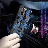 For Xiaomi Redmi Note 10 Pro Max Camouflage Armor Shockproof TPU + PC Magnetic Protective Case with Holder(Blue)
