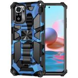 For Xiaomi Redmi Note 10 Pro Max Camouflage Armor Shockproof TPU + PC Magnetic Protective Case with Holder(Blue)