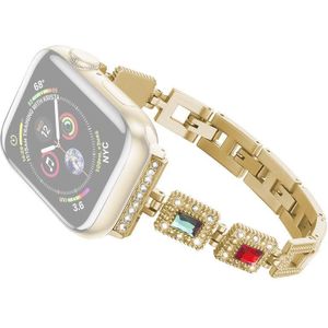 Grote Square Diamond Metal vervangende band horlogeband voor Apple Watch Series 6 & SE & 5 & 4 44mm / 3 & 2 & 1 42mm