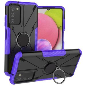 For Samsung Galaxy A03s US Version Armor Bear Shockproof PC + TPU Phone Case with Ring(Purple)