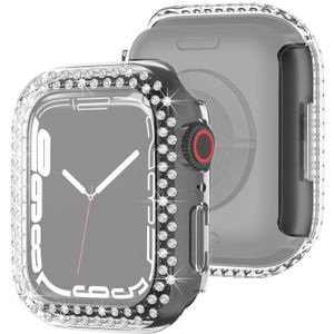 Galvaniseren PC Dubbele rijen Diamond Beschermhoes voor Apple Watch Series 7 41mm