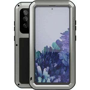 For Samsung Galaxy S20 FE LOVE MEI Metal Shockproof Waterproof Dustproof Protective Case with Glass(Silver)