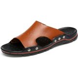 Mannen casual strand schoenen slippers microfiber slijtage sandalen  grootte: 45 (bruin)