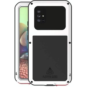 For Samsung Galaxy A71 5G LOVE MEI Metal Shockproof Waterproof Dustproof Protective Case with Glass(White)