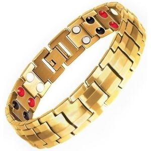 2 PCS Double Row Magnet Magnetic Therapy Bracelet For Men  Colour: Gold