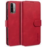 For Xiaomi Redmi Note 9 4G DG.MING Retro Oil Side Horizontal Flip Leather Case with Holder & Card Slots & Wallet(Red)
