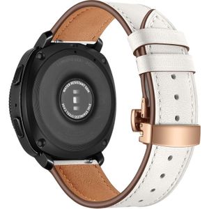 22mm For Huawei Watch GT2e / GT2 46mm Leather Butterfly Buckle Strap Rose Gold Buckle(White)