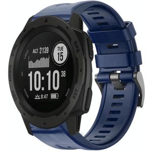 Voor Garmin Instinct Metalen Gesp Effen Kleur Siliconen Horlogeband (Marineblauw)