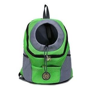 Outdoor Pet Dog Carrier Bag Front Bag Double Shoulder Portable Travel Backpack Mesh Backpack Head  Size:S(Green)