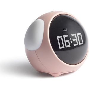 Cartoon Cmart Alarm Clock For Children Bedroom Bedside LED Lamp Charging Electronic Digital Clock  Colour: Pink (Expression Version)