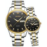 OLEVS 5563 koppel lichtgevend waterdicht quartzhorloge (zwart + goud)