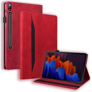 For Samsung Galaxy Tab S7+ SM-T970 / SM-T976B Business Shockproof Horizontal Flip Leather Case with Holder & Card Slots & Photo Frame & Pen Slot & Sleep / Wake-up Function(Red)