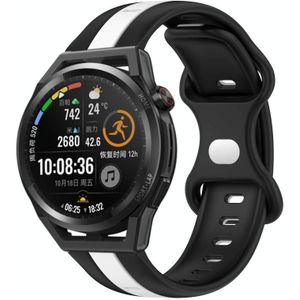 Voor Huawei Watch GT Runner 20 mm vlindergesp tweekleurige siliconen horlogeband (zwart + wit)