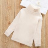 Letter Pattern Imitation Mink Velvet Children Turtleneck Knitted Sweater (Color:White Size:130cm)