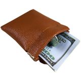 Fashion Solid Color PU Leather Coin Purse Women Men Small Mini Short Wallet Money Bags(Brown)