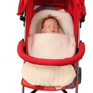 Thick Baby Swaddle Wrap Knit Envelope Sleeping Bag Newborn Infant Warm Bands Indoor Infant Stroller Sleeping Bag (White)
