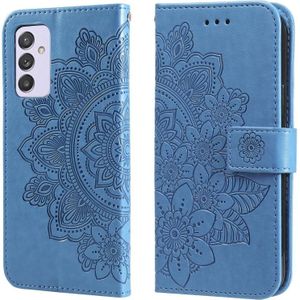 For Samsung Galaxy A82 5G 7-petal Flowers Embossing Pattern Horizontal Flip PU Leather Case with Holder & Card Slots & Wallet & Photo Frame(Blue)