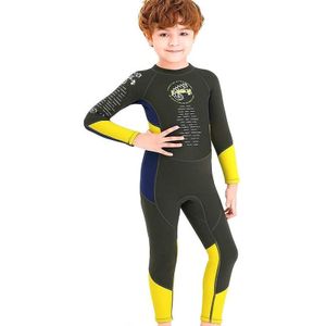 DIVE & SAIL M150501K Children Warm Swimsuit 2.5mm One-piece Wetsuit Long-sleeved Cold-proof Snorkeling Surfing Anti-jellyfish Suit  Size: XL(Gray)