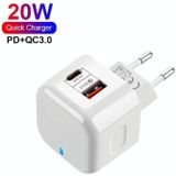 YSY-6087PD 20W PD3.0 + QC3.0 Dual Fast Charge Travel Charger with USB to Micro USB Data Cable  Plug Size:EU Plug