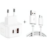 YSY-6087PD 20W PD3.0 + QC3.0 Dual Fast Charge Travel Charger with USB to Micro USB Data Cable  Plug Size:EU Plug