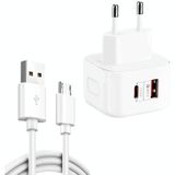 YSY-6087PD 20W PD3.0 + QC3.0 Dual Fast Charge Travel Charger with USB to Micro USB Data Cable  Plug Size:EU Plug