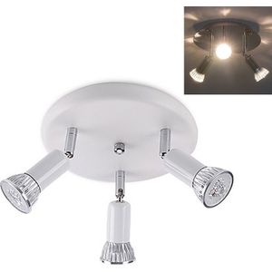 9W Round Three Head LED GU10 Ceiling Light Adjustable Mirror Front Spotlight  Emitting Color:Without Bulb(White)