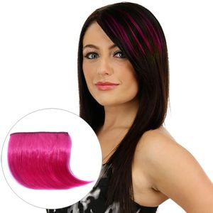 Color Gradient Invisible Seamless Hair Extension Wig Piece Straight Hair Piece Color Bangs Hair Piece (Magenta)