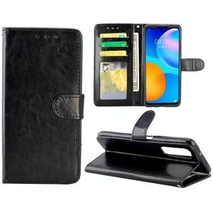 Voor Huawei P Smart(2021)/Y7a Crazy Horse Texture Leather Horizontale Flip Beschermhoes met Holder & Card Slots & Wallet & Photo Frame(Zwart)