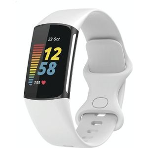 Voor Fitbit Charge 6 effen kleur vlindergesp siliconen horlogeband  maat: L maat