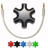 6 in 1 Audio Adapter 3.5mm Jack Multi Port Hub Aux Headphone Splitter Converter(Black)