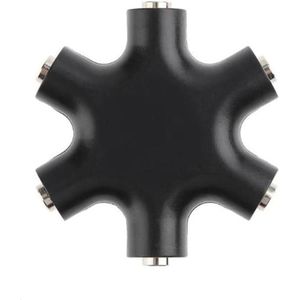 6 in 1 Audio Adapter 3.5mm Jack Multi Port Hub Aux Headphone Splitter Converter(Black)