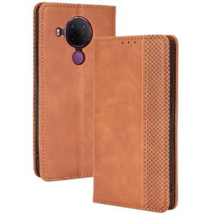 For Nokia 5.4 Magnetic Buckle Retro Crazy Horse Texture Horizontal Flip Leather Case with Holder & Card Slots & Photo Frame(Brown)