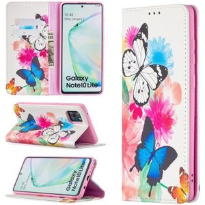 For Samsung Galaxy A81 Colored Drawing Pattern Invisible Magnetic Horizontal Flip PU Leather Case with Holder & Card Slots & Wallet(Two Butterflies)